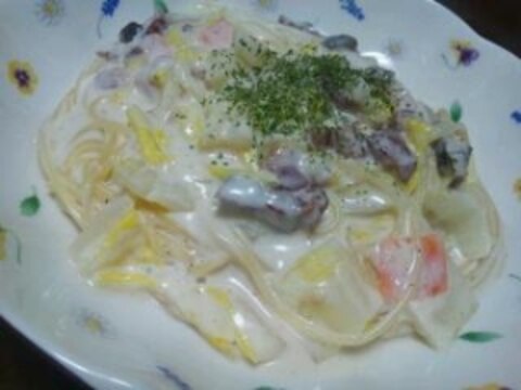 白菜のクリームパスタ